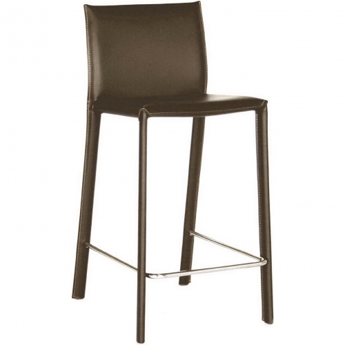 Crawford Counter Stool in Brown Leather (Set of 2)